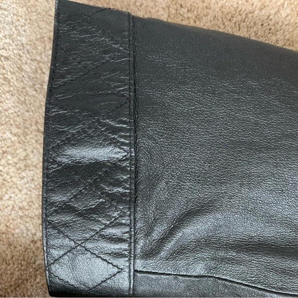 Full length Adolfo leather coat with opossum collar - Picture 5 of 14